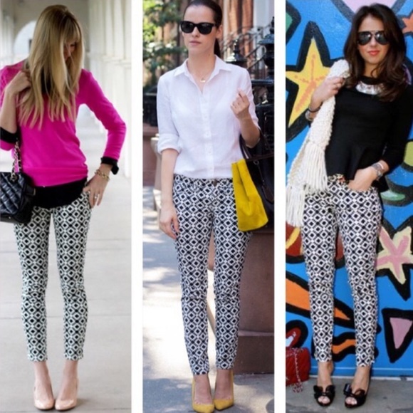 J. Crew Mid arise Toothpick Jean Black/White Print - Picture 11 of 11